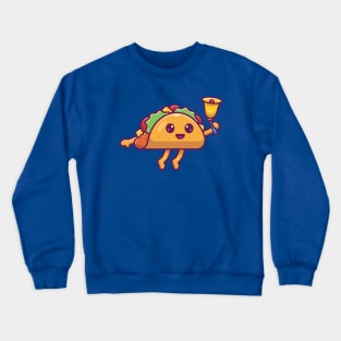 Cute Taco Holding Bell Cartoon Crewneck Sweatshirt